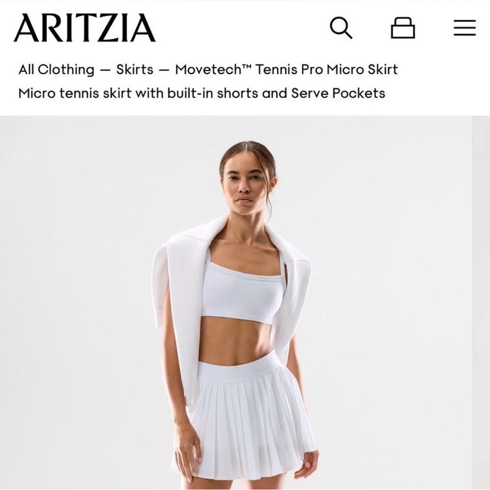 Aritzia TNA White Movetech Tennis Pro Micro Skirt Size L Like New